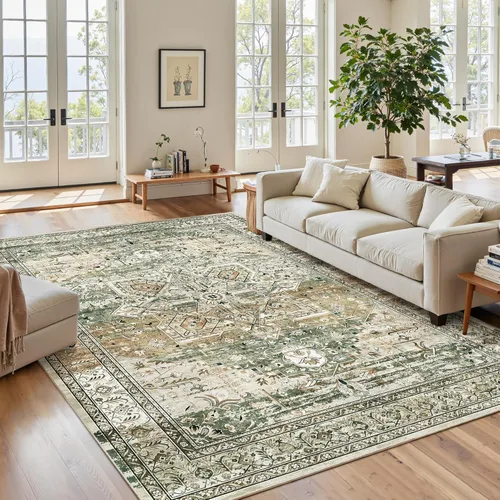 Miniatura 254 de Alfombra de pasillo Soalmost 2'6" x 10' lavable, alfombra antideslizante para cocina, baño, lavandería, alfombras vintage ultra delgadas para Beige