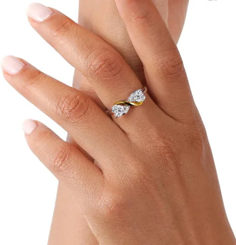 Miniatura 99 de Gemstone Birthstone and Lab Grown Diamond Accents Eternal Love Infinity Ring for Women 925 Silver and 10K Yellow Gold Heart Shape 5MM & Round