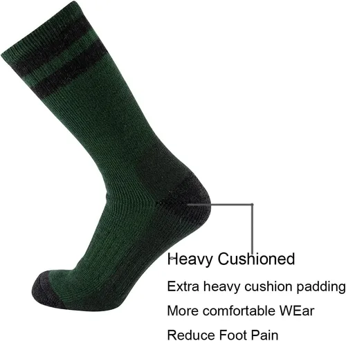 Miniatura 3 de Cerebro Calcetines de lana merino para hombre, calcetines acolchados a media pantorrilla que absorben la humedad, calcetines de senderismo