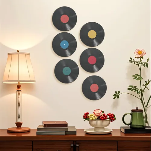 NOLITOY 16 discos de vinilo para decoración de pared: discos falsos de 9.63 pulgadas de grosor para estética de pared, decoración de sala de música