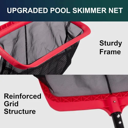Miniatura 2 de Red de desnatador de piscina, desnatador de red de piscina mejorado con bolsa de red de doble capa, redes de piscina de mayor capacidad para limpiar