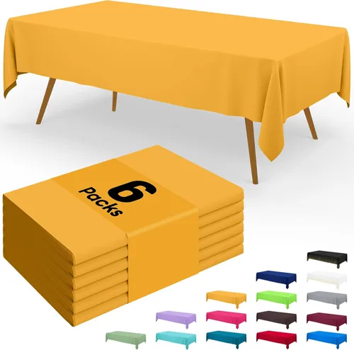 Miniatura 110 de Smiry - Juego de 6 manteles desechables, 54 x 78 pulgadas, manteles impermeables rectangulares para fiestas, cubierta de mesa de plástico