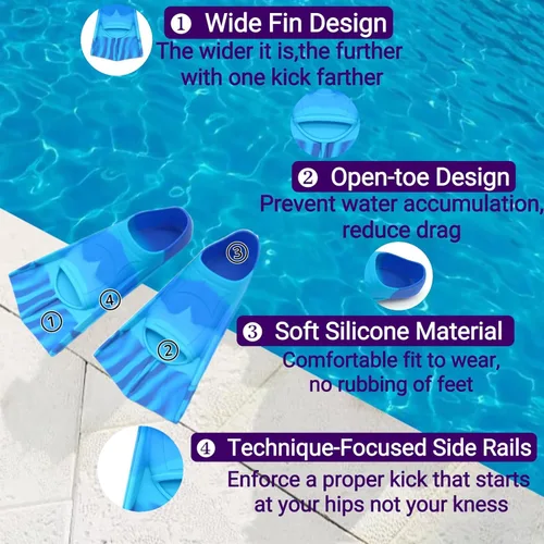 Miniatura 108 de Gugmoy Kids Swim Fins,Comfortable Silicone Flippers for Swimming and Diving,Size Suitable Beginners Kids Girls Boys Adults