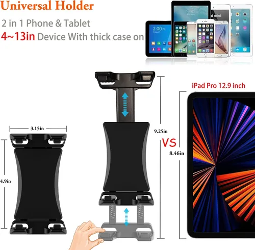 Miniatura 6 de Soporte para iPad para soporte de micrófono, soporte de teléfono para tableta, soporte de música para micrófono, soporte giratorio ajustable