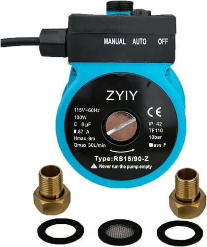 Miniatura 8 de 115V Hot Water Circulation/Recirculating Pump with Timer,3-Speed Circulator Pump, Max.Q/H :8.4GPM/16.7FT,Silent Operation for Domestic Water