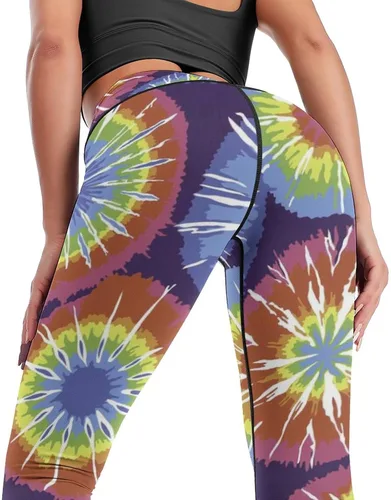 Miniatura 3 de Rainbow Dots Tie Dye High Waist Yoga Pants Tummy Control Stretch Leggings for Women