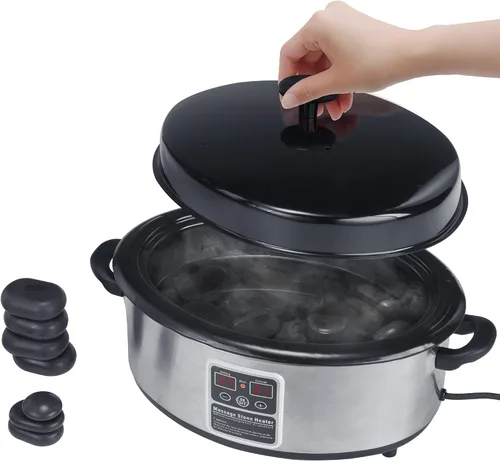 Miniatura 10 de Master Massage - Calentador eléctrico profesional de piedra de masaje 2 en 1 y 3 botellas de aceite de masaje y loción y calentador de gel,