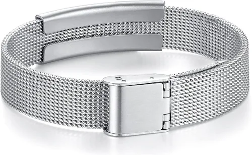 Miniatura 2 de Pulsera de alerta de linfedema, ajustable, malla de acero inoxidable, sin bp, sin agujas, para mujeres, pulseras médicas de emergencia para cáncer