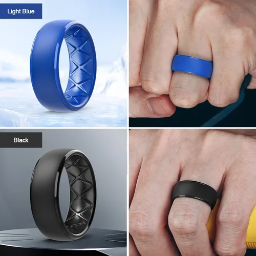 Miniatura 18 de Egnaro Anillos de boda de silicona para hombre: 1/4/6/7 Multipack de anillos de boda de goma con arco interior Diseño ergonómico transpirable