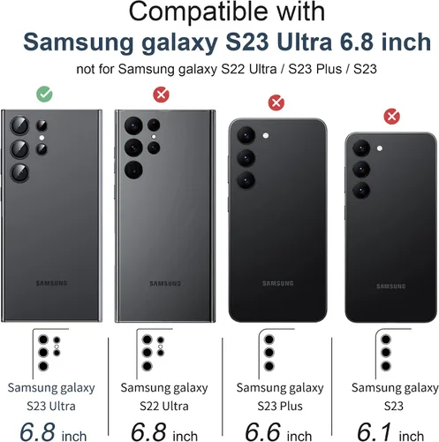 Miniatura 7 de Hoerrye Protector de lente de cámara para Samsung Galaxy S23 Ultra, compatible con fundas, vidrio templado 9H antiarañazos, círculo de protección
