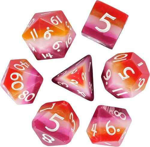 Miniatura 42 de Juego de dados de resina para DND, juego de 7 dados poliédricos negros D&D rellenos con papel de colores brillantes para juegos de rol
