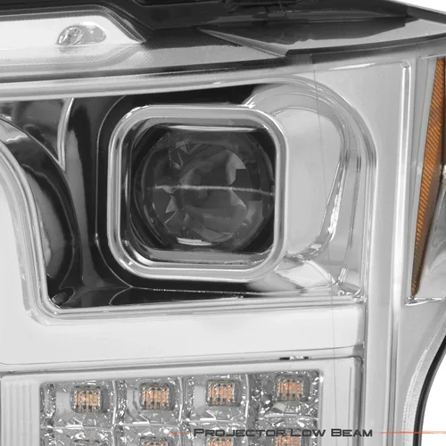 Miniatura 5 de AKKON - Compatible con camioneta Ford F150 2018-2020 [tipo halógeno] Proyector de faros delanteros cromados con par de señal secuencial LED Carcasa