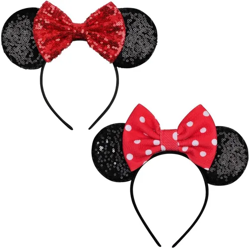 Miniatura 44 de FANYITY - Orejas de ratón, diadema con lentejuelas brillantes para cosplay de ratón para niños, niñas y mujeres, para Halloween y viaje a Disney