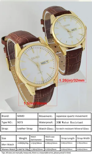 Miniatura 5 de SKMEI Pair Watches for Couples Men and Women His and Hers Watch Set Husband Wife Valentines Matching Wrist Watch Wedding Gifts Waterproof Business