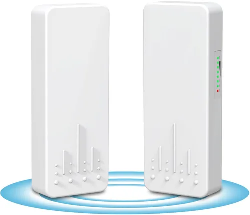 Puente inalámbrico para exteriores, NICGIGA 5.8G 4KM, transmisión WiFi punto a punto, router de puente Ethernet inalámbrico, con 2 puertos LAN