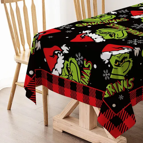 Miniatura 5 de Hafangry Mantel Verde de Navidad con Diseño de Árboles de Navidad para Fiestas de Invierno y Vacaciones, Decoración Rectangular para Cocina