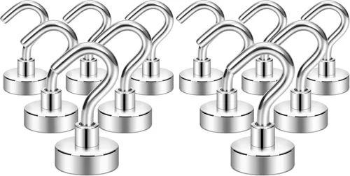 Miniatura 56 de Neosmuk Ganchos magnéticos extrafuertes con resistencia de más de 27 lbs, con imanes de tierras raras resistentes para refrigerador, crucero, Bronce