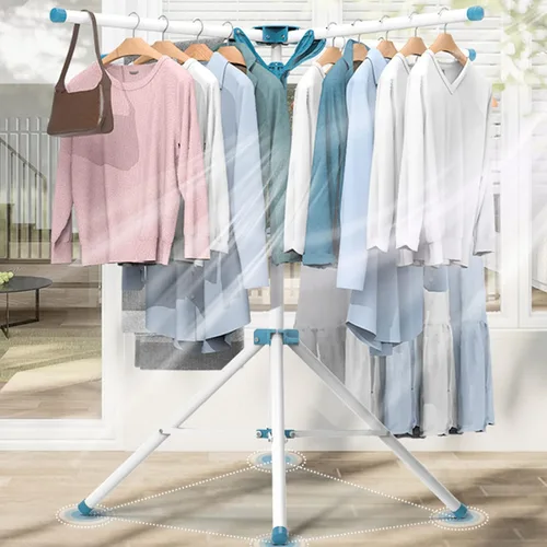 Miniatura 2 de Estante de secado de ropa plegable, estantes portátiles de ropa para interiores, percha de ropa portátil, soporte de trípode plegable independiente