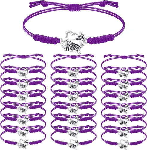 Miniatura 17 de Rtteri 20 pulseras de animadora para niñas, pulseras ajustables para animadoras, regalos para animadoras, accesorios de joyería a granel Naranja