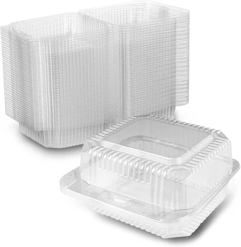 MT Products Recipiente transparente para rebanadas de pastel de 5 x 5 x 2.75 pulgadas, recipiente cuadrado de plástico (paquete de 40) - Fabricado