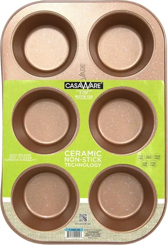 Miniatura 7 de casaWare Horno tostador de 6 tazas para magdalenas, antiadherente, revestimiento de cerámica (granito azul)
