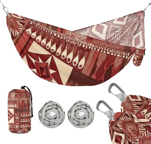 Hamaca de tela bohemia de color marrón rojizo vintage, capacidad de 330 libras, hamaca de tela para patio exterior, patio trasero, piscina, macas