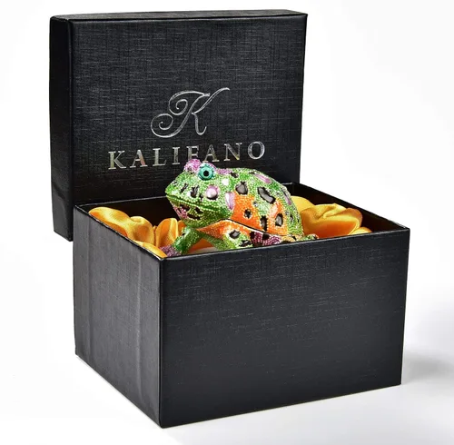 Miniatura 4 de KALIFANO - Joyero decorativo para mujer con cristales Swarovski y piedras preciosas en forma de lagartos hecho a mano para almacenamiento