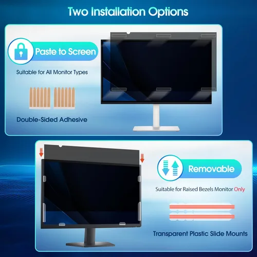 Miniatura 8 de YAKAI Paquete de 2 filtros de pantalla de privacidad para computadora de 24 pulgadas para monitor de pantalla ancha de relación de aspecto 16:9