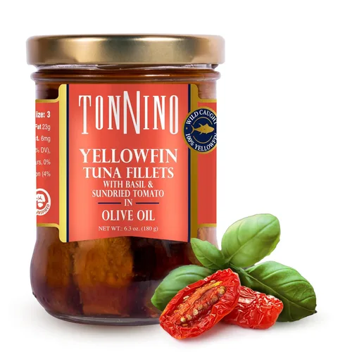 Miniatura 13 de Tonnino Filetes de atún bajos en calorías y sin gluten de aleta amarilla en aceite de oliva, 6.3 onzas, pimienta negra (paquete de 6)