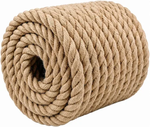 Miniatura 9 de Cuerda de yute trenzado (3/4 pulgadas x 20 pies), cuerda de cáñamo gruesa natural para manualidades, barandillas, hamaca, decoración