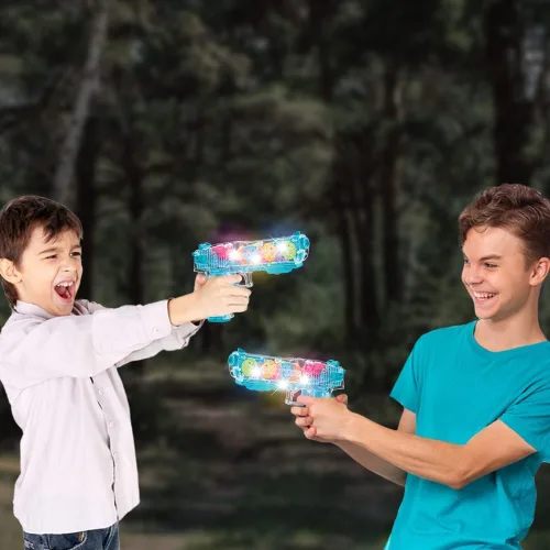 Miniatura 6 de ArtCreativity Pistola de juguete iluminada para niños, pistola espacial de acción con luces, sonidos y engranajes móviles, baterías incluidas