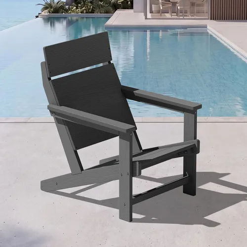 Miniatura 15 de SERWALL Sillas Adirondack modernas, sillas Adirondack HDPE sin tablas, respaldo sólido sillas de plástico para exteriores, textura similar a