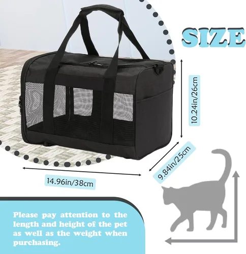 Miniatura 2 de Transportador de viaje para gatos, de lados suaves, ventilado, transpirable, plegable, transportador suave aprobado por aerolíneas para perros