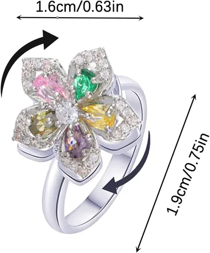 Miniatura 2 de Sunflower Ring Spinning Fidget Rings for Anxiety Open Adjustable Spinner Sun Ring Creative Relieving Stress Rotating Jewelry