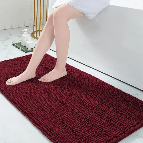 Miniatura 24 de Grandaily Alfombras de baño de felpilla a rayas de 24 x 16 pulgadas, extra gruesas y suaves, absorbentes, parte trasera de goma, alfombra de ducha