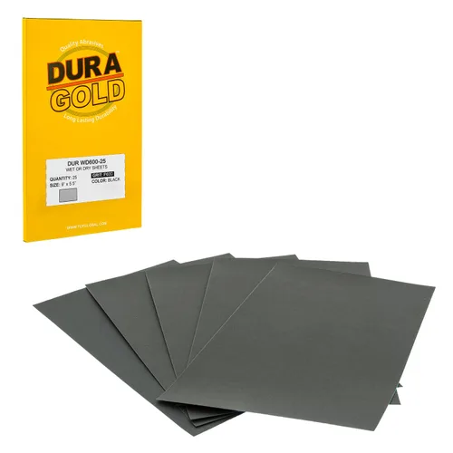Miniatura 11 de Dura-Gold Hojas de papel de lija húmedas o secas de 5-1/2 x 9 pulgadas, variedad de grano 150, 220, 320, 400, 600 (5 cada una, 25 en total) - Lijado