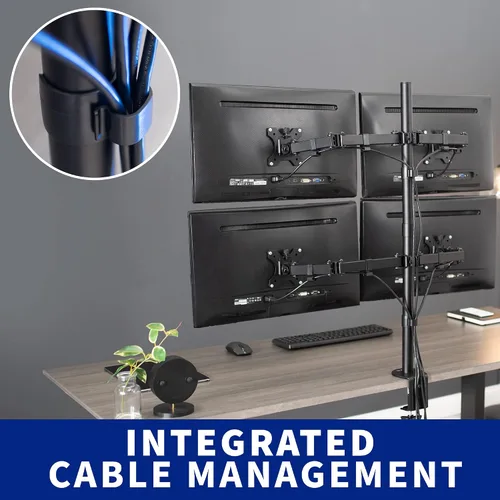 Miniatura 6 de VIVO Soporte de escritorio para monitor LCD cuádruple de 13 a 30 pulgadas, soporte totalmente ajustable con inclinación y giro, capacidad para 4