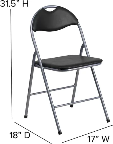 Miniatura 3 de Flash Furniture Hercules Series - Sillas plegables de metal con asa de transporte, silla acolchada tapizada de vinilo, juego de 4, color negro