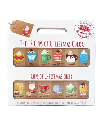 Regalo de Navidad para café o chocolate caliente – 12 variedades de calendario de Adviento de café de Navidad o cacao para niños y adultos (cacao)