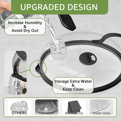 Miniatura 7 de Cubierta contra salpicaduras de microondas con vaporizador de agua para alimentos, protector de salpicaduras de microondas de vapor de 10 pulgadas