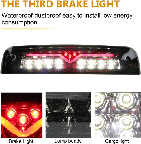 Miniatura 5 de Tresound para Dodge Ram 1500 2500 3500 2009-2017 Luz de Freno Tercera Luz de Carga LED Lámpara de Montaje Alto (Ahumado)