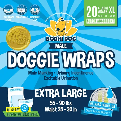 Miniatura 10 de Bodhi Dog Pañales desechables para perros machos - Superabsorbentes, impermeables, ajustables, diseño cómodo, control avanzado de la humedad e