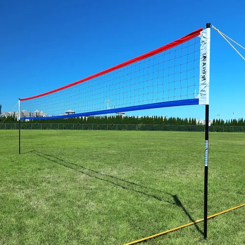 Miniatura 6 de Red de Voleibol de Servicio Pesado para Exteriores con Sistema de Acero Anti-Combado, Postes de Aluminio Ajustables, Juego de Redes Profesionales
