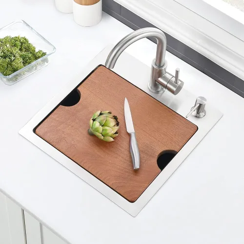 Miniatura 2 de Fregadero de barra de 15 pulgadas para estación de trabajo, fregadero de cocina pequeño de 15 x 15 pulgadas, montaje superior, calibre 16