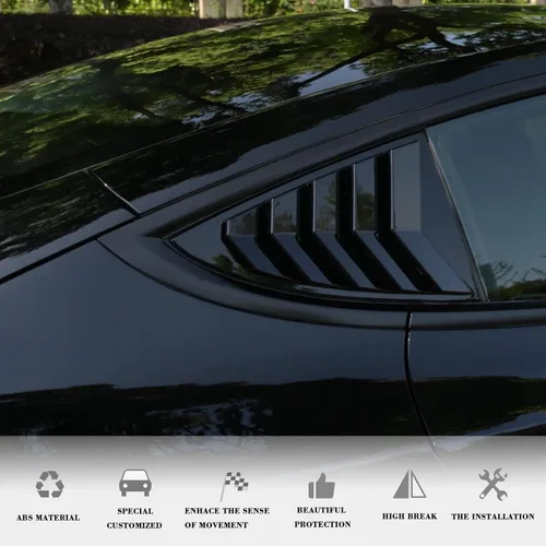 Miniatura 4 de YHCDSEA Cubierta para persiana de ventana lateral trasera para modelo 3, rejilla de estilo deportivo, decoración exterior fresca para Tesla Model 3