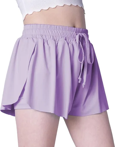 Miniatura 4 de Pantalones cortos fluidos con diseño de mariposa para niñas, pantalones cortos deportivos para niños pequeños y jóvenes con forro 2 en 1