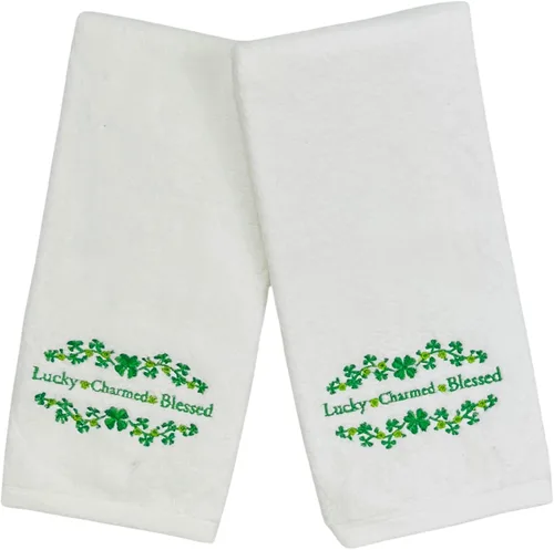 Miniatura 31 de Serafina Home Toallas de mano de baño irlandesas del día de San Patricio: suave y absorbente para invitados de cocina con bordado de trébol verde