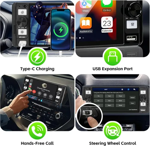 Miniatura 7 de Estéreo de radio DIN único para automóvil con Apple Carplay inalámbrico y Android Auto, pantalla táctil IPS de 5.7 pulgadas estéreo para automóvil