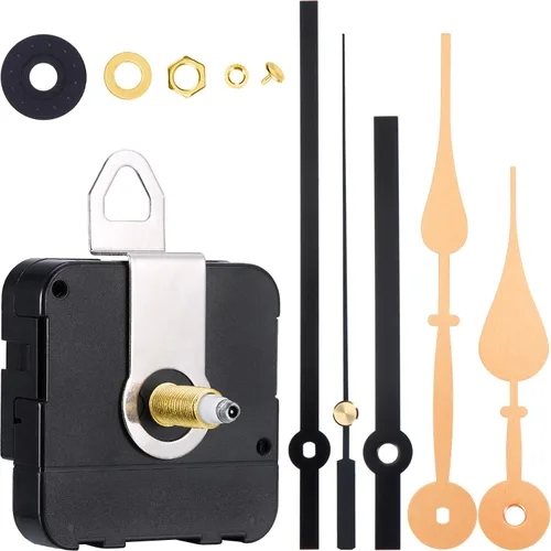 Miniatura 10 de Mecanismo de movimiento de reloj de eje largo de alto par para pared, kit de mecanismo de reloj de cuarzo con 2 pares diferentes de manecillas, kit