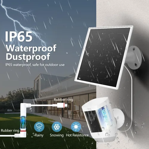 Miniatura 5 de Panel Solar de 6W para Cámara Ring, Cargador Solar Compatible con Ring Spotlight/Stick Up Cam Battery/Plus/Pro, Cargador Solar Impermeable con USB-C